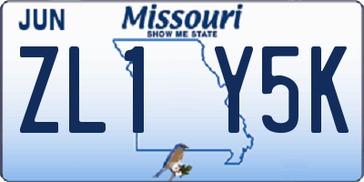 MO license plate ZL1Y5K