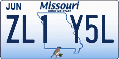 MO license plate ZL1Y5L