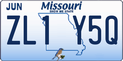 MO license plate ZL1Y5Q