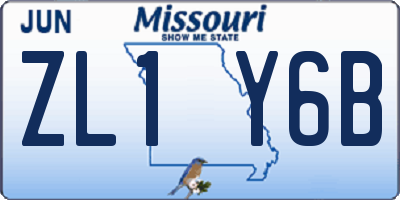 MO license plate ZL1Y6B