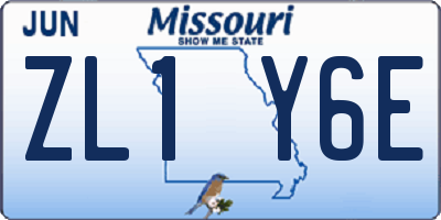 MO license plate ZL1Y6E