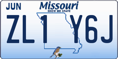 MO license plate ZL1Y6J