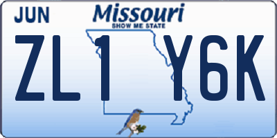 MO license plate ZL1Y6K