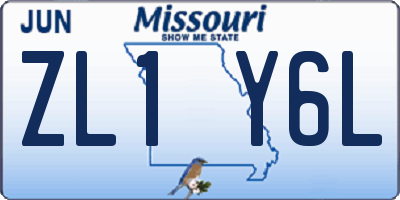MO license plate ZL1Y6L