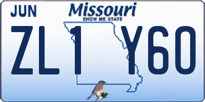 MO license plate ZL1Y6O