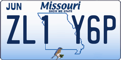 MO license plate ZL1Y6P