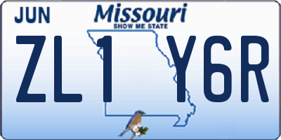 MO license plate ZL1Y6R