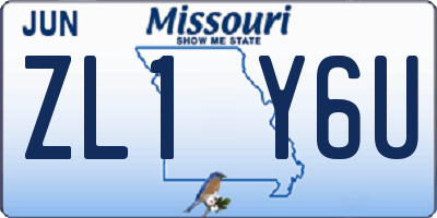 MO license plate ZL1Y6U