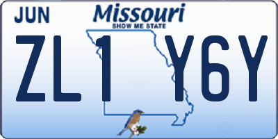 MO license plate ZL1Y6Y