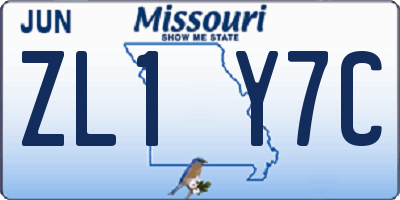 MO license plate ZL1Y7C