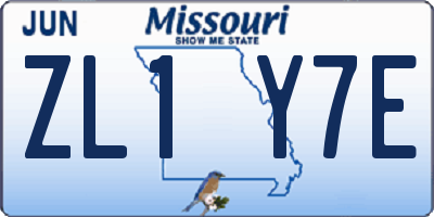 MO license plate ZL1Y7E