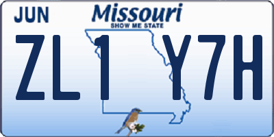 MO license plate ZL1Y7H