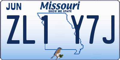 MO license plate ZL1Y7J