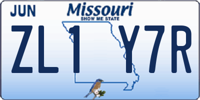 MO license plate ZL1Y7R