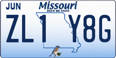 MO license plate ZL1Y8G