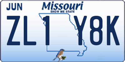 MO license plate ZL1Y8K