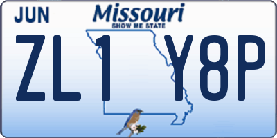 MO license plate ZL1Y8P