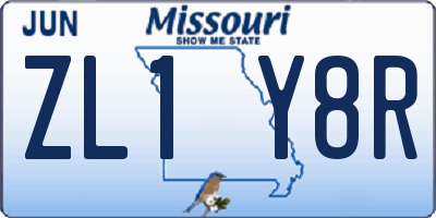 MO license plate ZL1Y8R