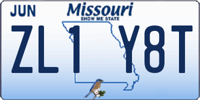 MO license plate ZL1Y8T