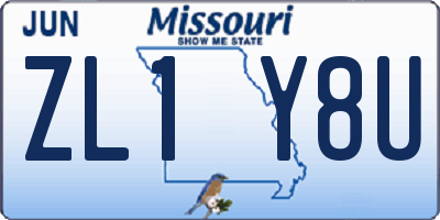 MO license plate ZL1Y8U