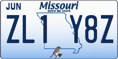 MO license plate ZL1Y8Z