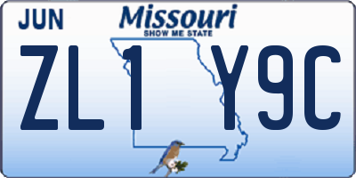 MO license plate ZL1Y9C