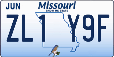 MO license plate ZL1Y9F