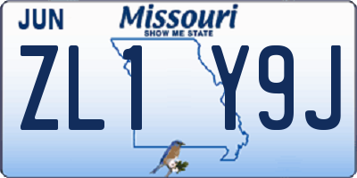MO license plate ZL1Y9J