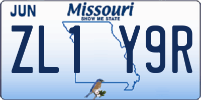 MO license plate ZL1Y9R