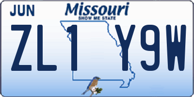 MO license plate ZL1Y9W
