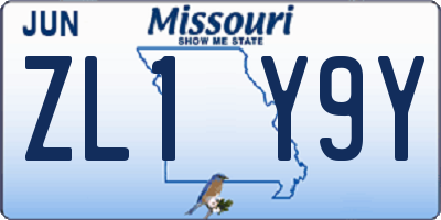 MO license plate ZL1Y9Y