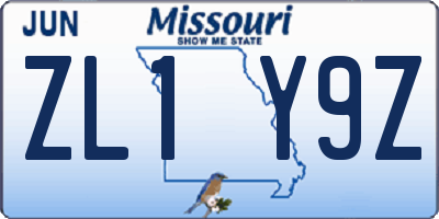 MO license plate ZL1Y9Z