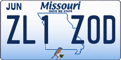 MO license plate ZL1Z0D