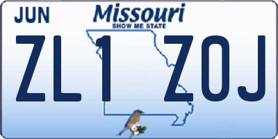 MO license plate ZL1Z0J
