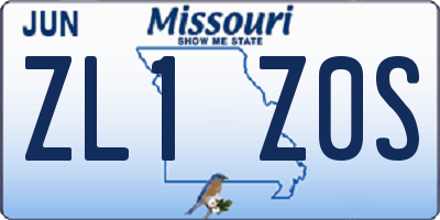MO license plate ZL1Z0S