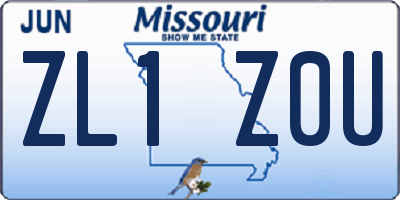 MO license plate ZL1Z0U