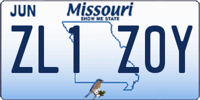 MO license plate ZL1Z0Y