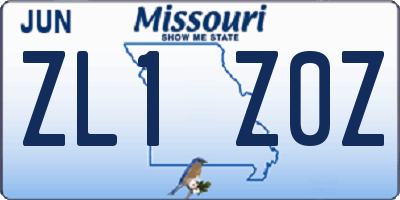 MO license plate ZL1Z0Z