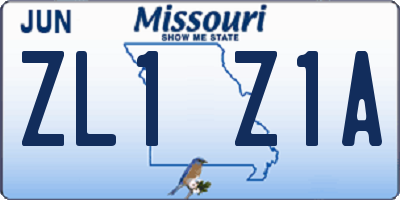 MO license plate ZL1Z1A