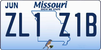 MO license plate ZL1Z1B