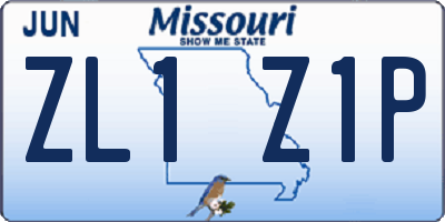 MO license plate ZL1Z1P