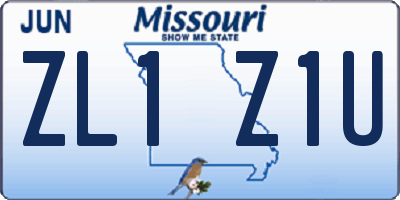 MO license plate ZL1Z1U
