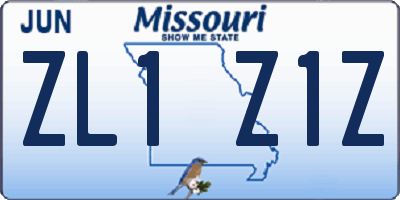 MO license plate ZL1Z1Z