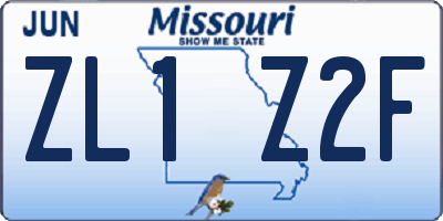 MO license plate ZL1Z2F