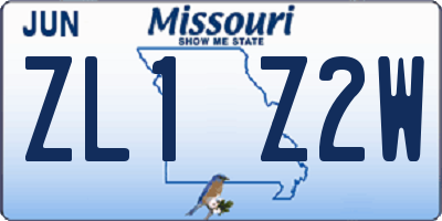 MO license plate ZL1Z2W