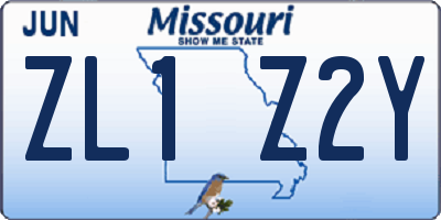 MO license plate ZL1Z2Y