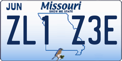 MO license plate ZL1Z3E
