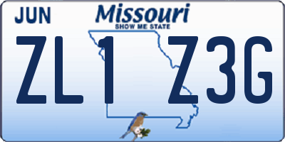 MO license plate ZL1Z3G