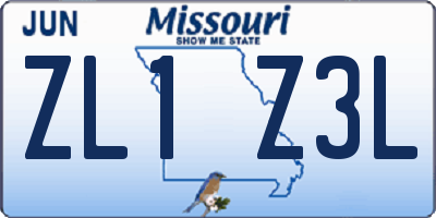 MO license plate ZL1Z3L