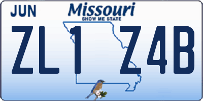 MO license plate ZL1Z4B